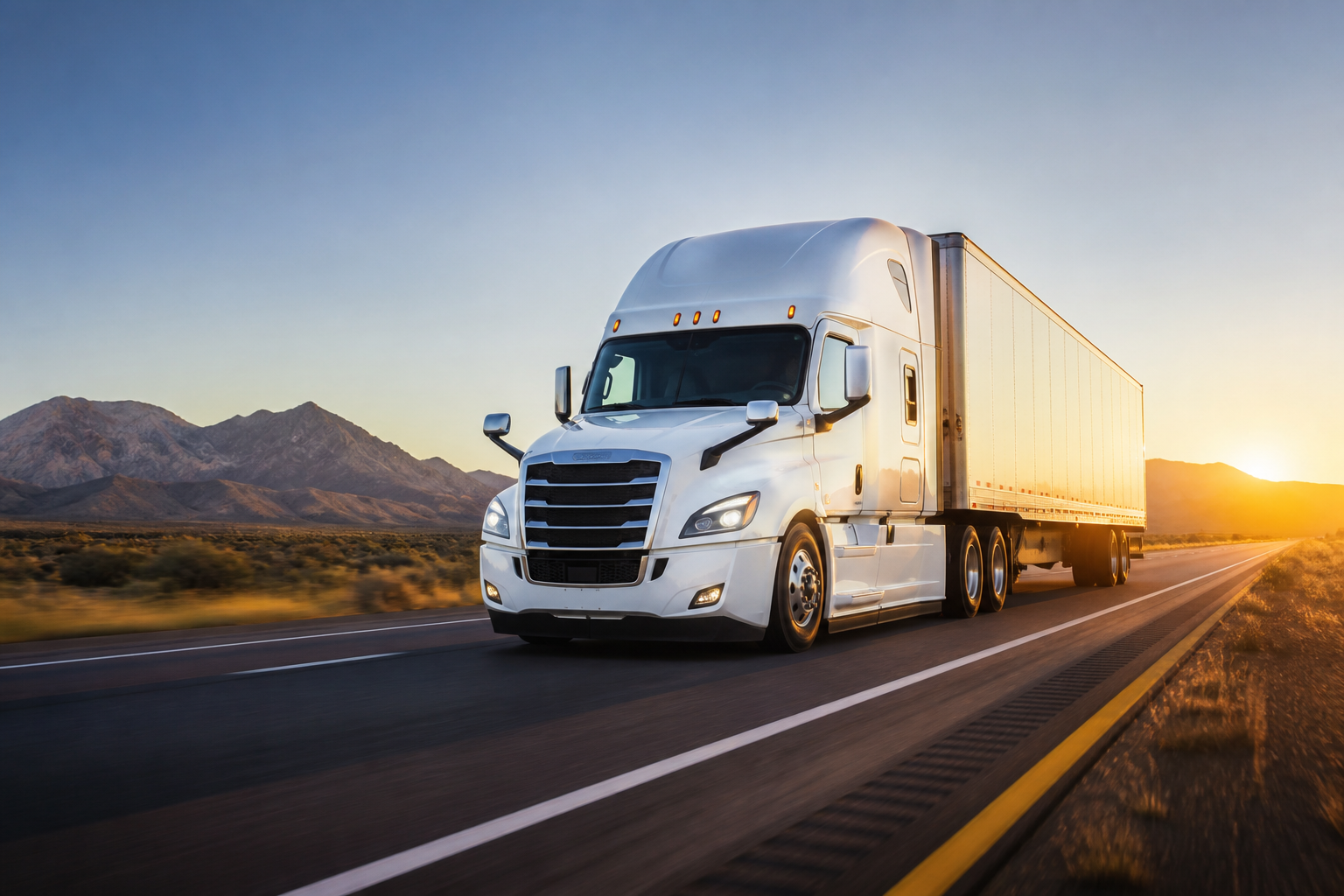 Semi truck on an interstate highway